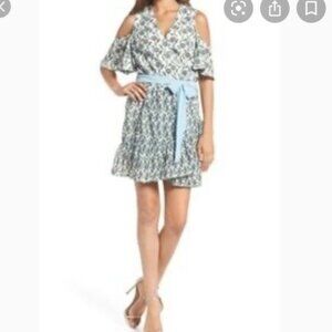 Foxiedox Anthropologie Floral Lexie Cold Shoulder Wrap Dress -XS